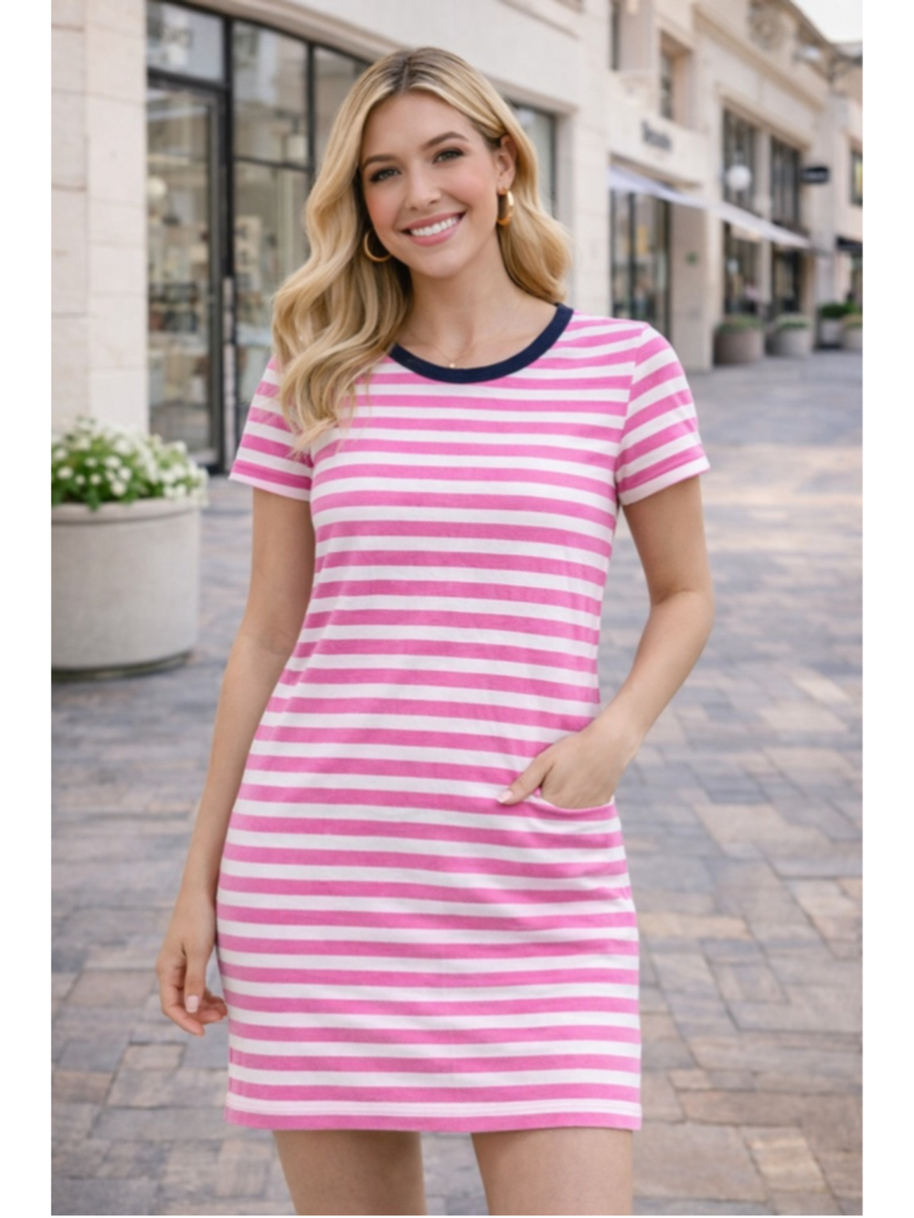 XS J.Crew pink/white stripes soft dress Summer